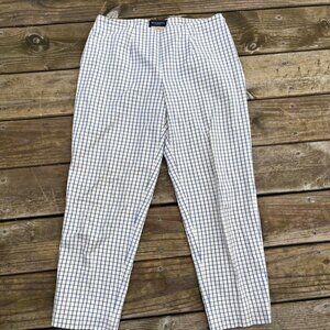 Piazza Sempione Audrey Plaid Pants Mint Crop Blue Tan